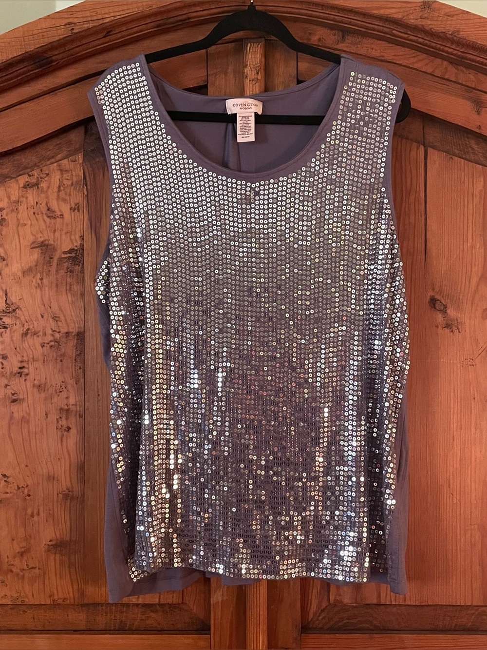 Covington Woman silver sequin tank